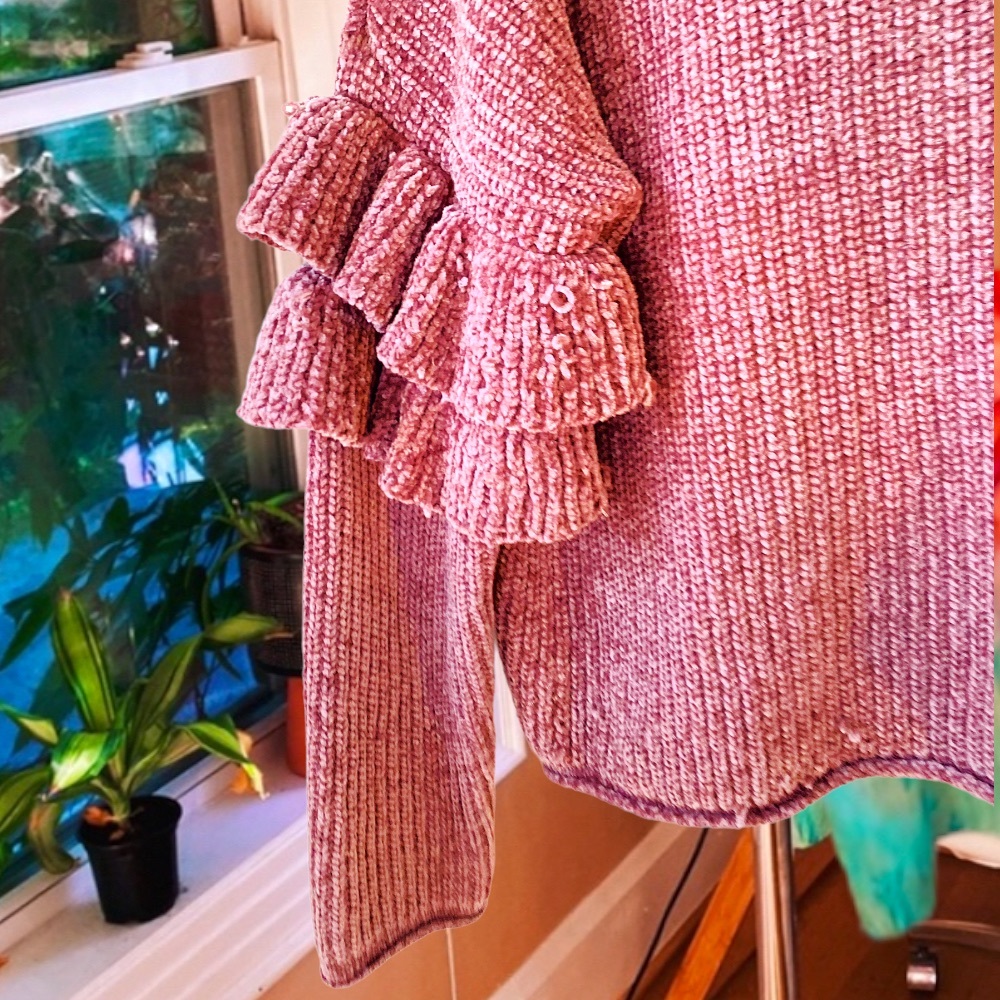 blush chenille ruffle sleeved sweater 🔮 - Picture 7 of 7